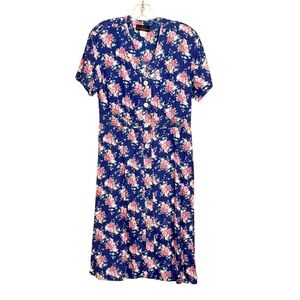 Vintage 80s Jenny‎ Buchanan Floral Cottagecore Midi Dress Size 10P Phobe Buffay